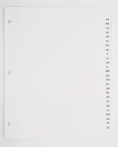 AA–ZZ Mylar Dividers