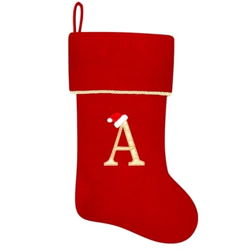 Subyan Monogram Red Christmas Stocking