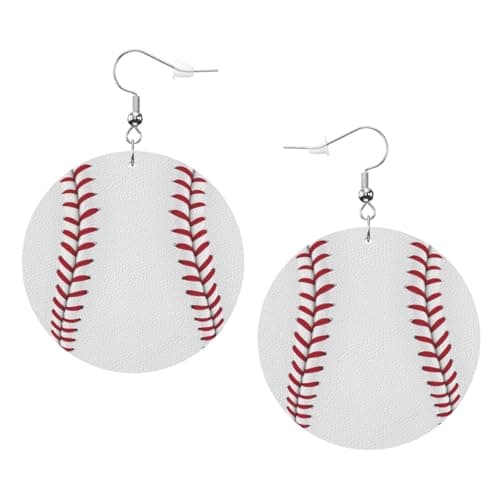 Faux Leather Baseball Earrings