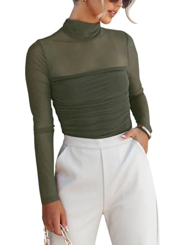 Chic Ruched Mock Neck Bodysuit