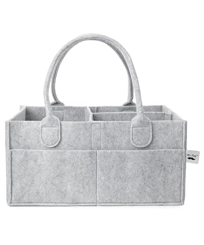 Compact Gray Diaper Caddy