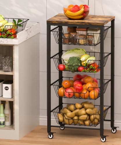 5-Tier Wood-Top Cart