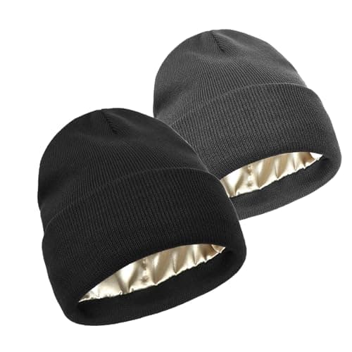 Satin-Lined Beanie Pair