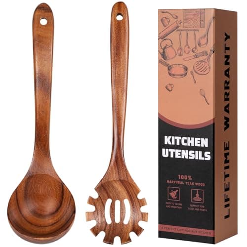 Handcrafted Teak Ladle Pair