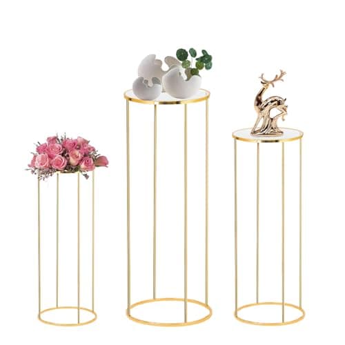 Gold Cylinder Pedestal Set