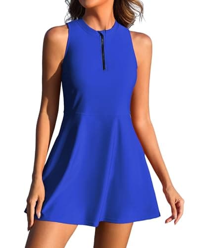 Zip-Front Swim Dress