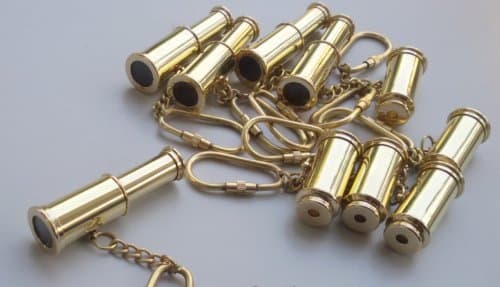 Solid Brass Telescope Keychain