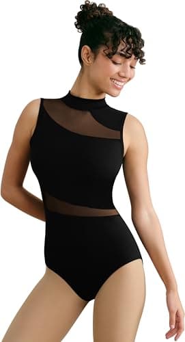 Mock-Neck Mesh Leotard