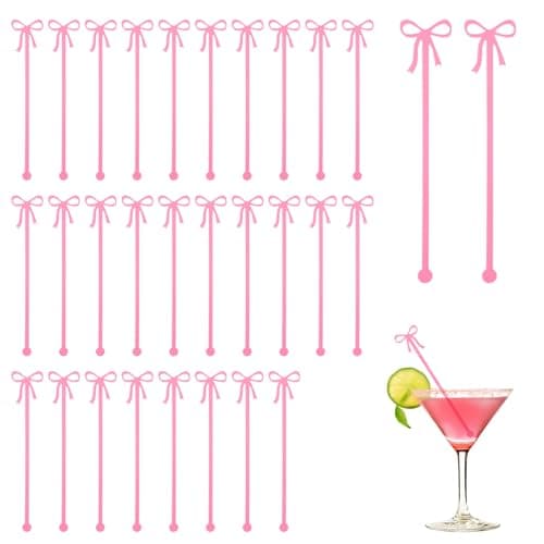 Pink Acrylic Bow Stirrers