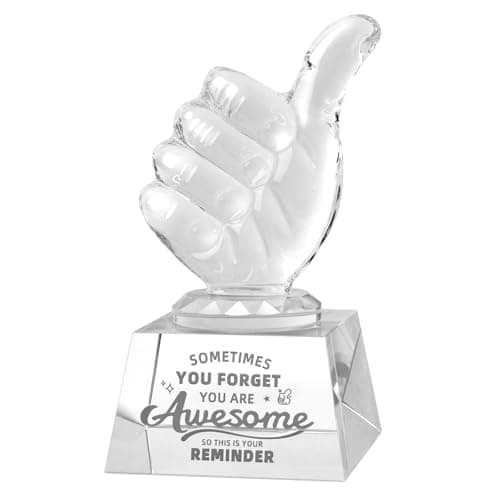 Thumbs-Up Crystal Plaque