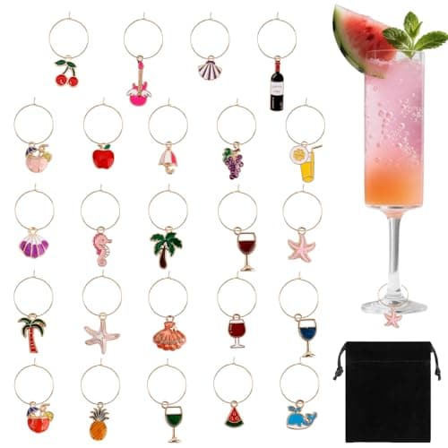 Gold Enamel Wine Charms