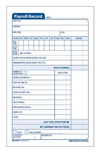 Employee Payroll Record Book