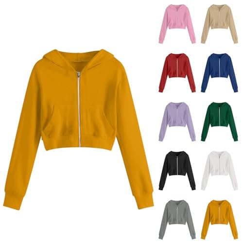 Yellow Cropped Hoodie