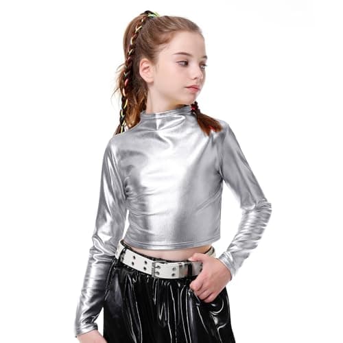 Metallic Long-Sleeve Crop