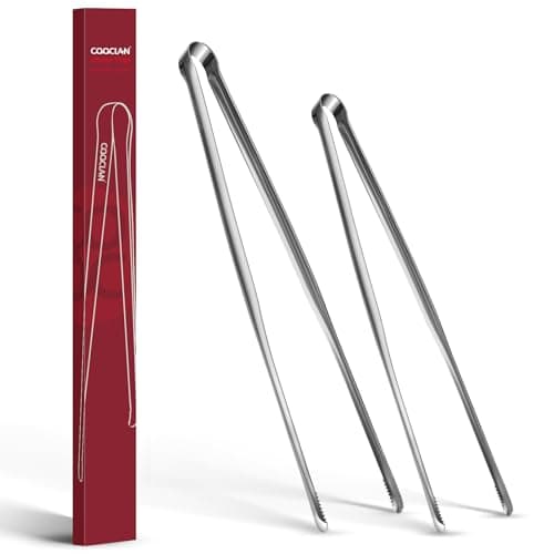 COOCLAN Serrated Steel Tongs