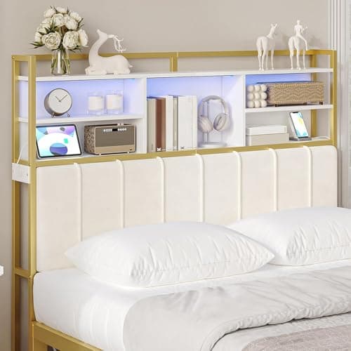 Velvet LED Storage Headboard