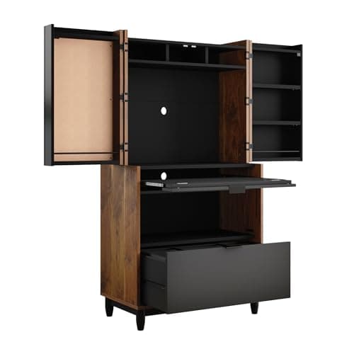 Grand Walnut Computer Armoire