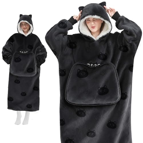 Black Cat Blanket Hoodie
