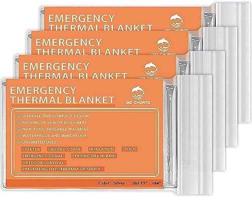 Emergency Mylar Thermal Blanket 4-Pack