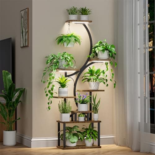 BACEKOLL Plant Stand Indoor with Grow Lights