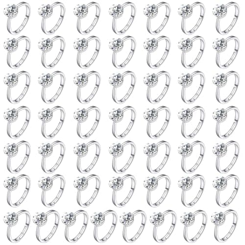 50-Pack Silver Fake Rings