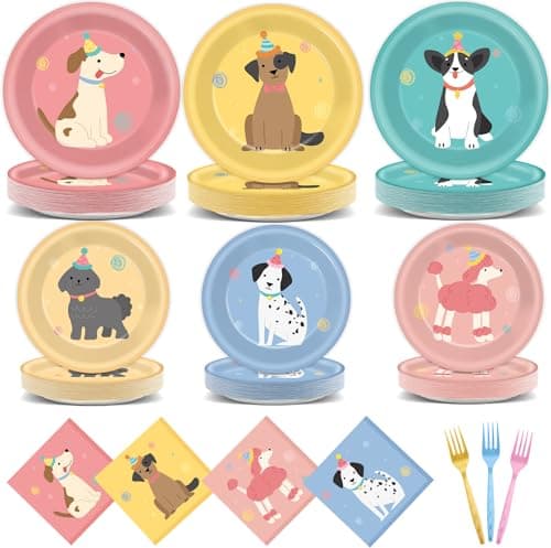 Retro Puppy Plates Set