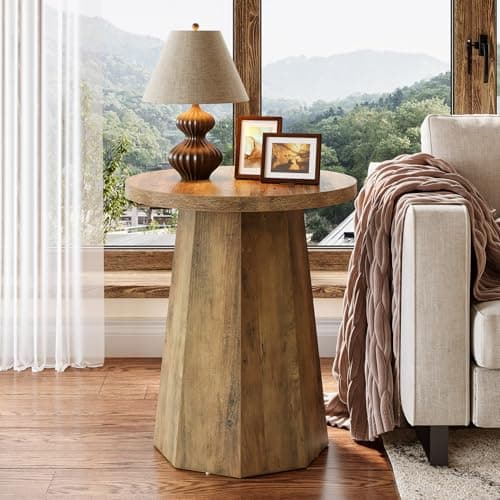 Farmhouse Pedestal End Table