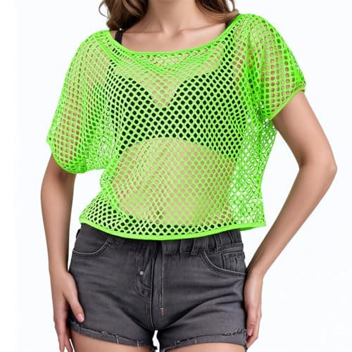 Neon Fishnet Party Top