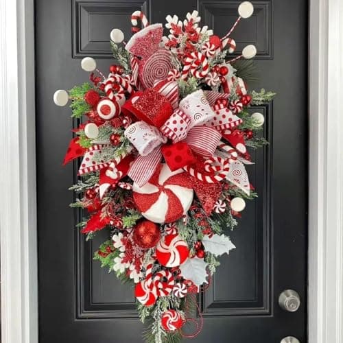 Candy Cane Teardrop Wreath