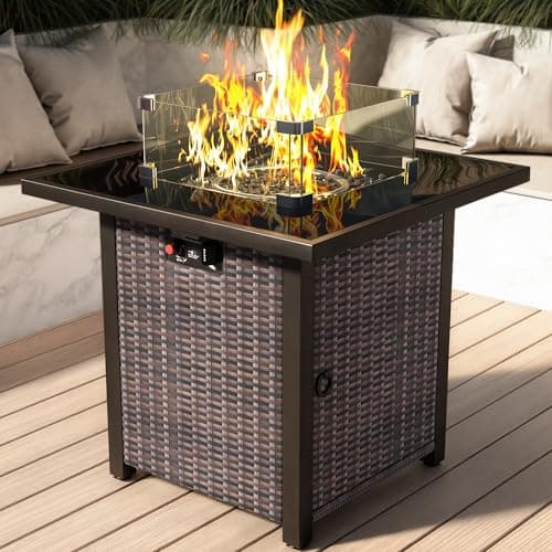 28" Rattan Fire Table