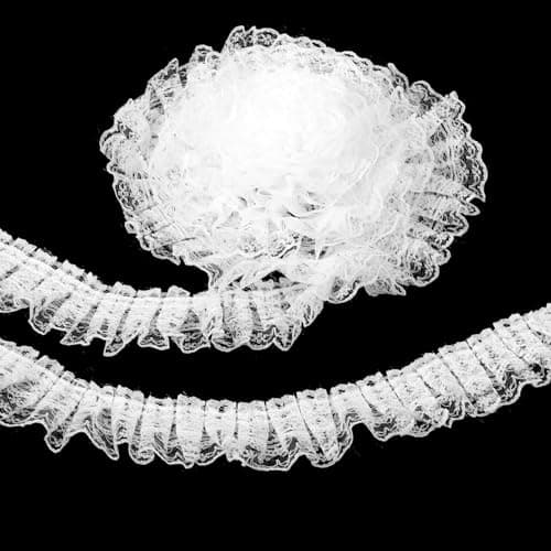Double-Layer White Ruffle Trim