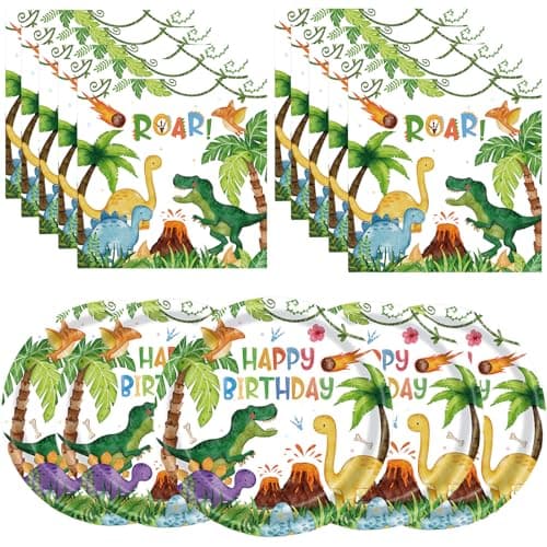 Watercolor Dinosaur Plates
